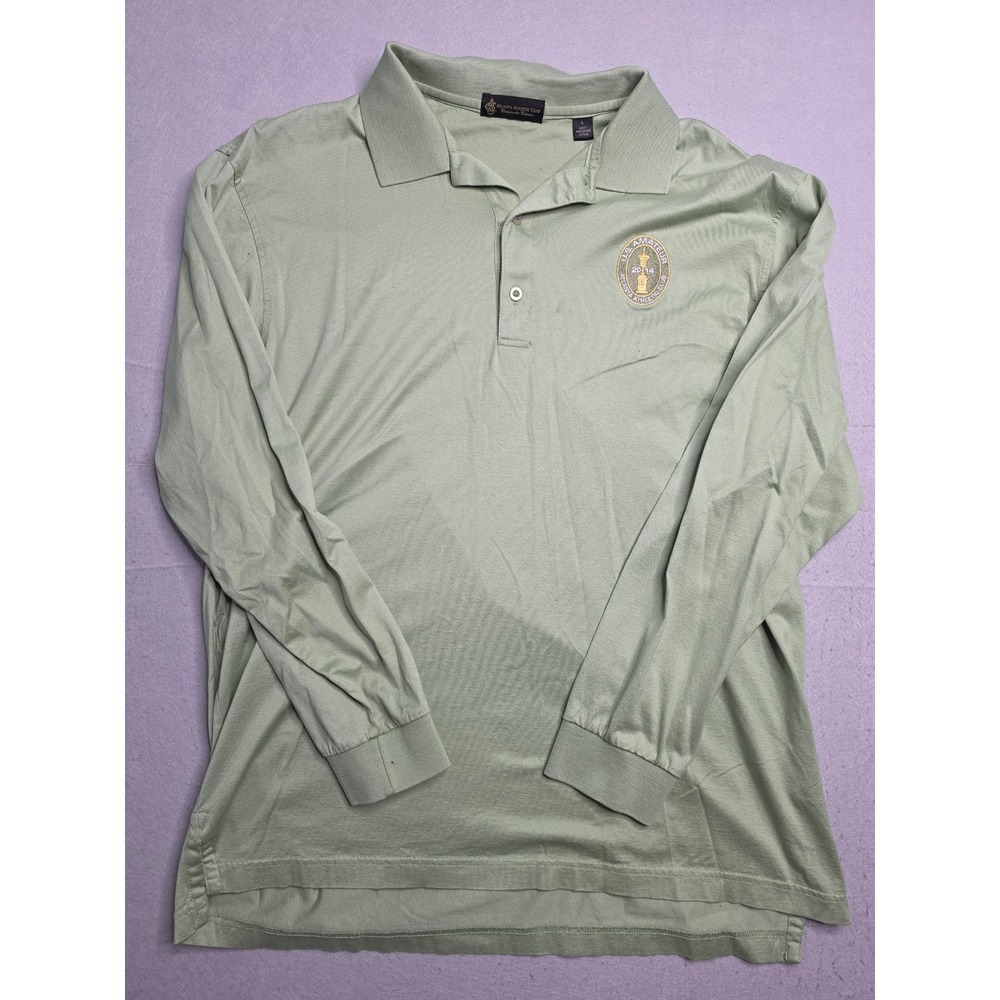 Atlanta Athletic Club Rugby Shirt Men's Large Sage Green Cotton Logo Golf Active
